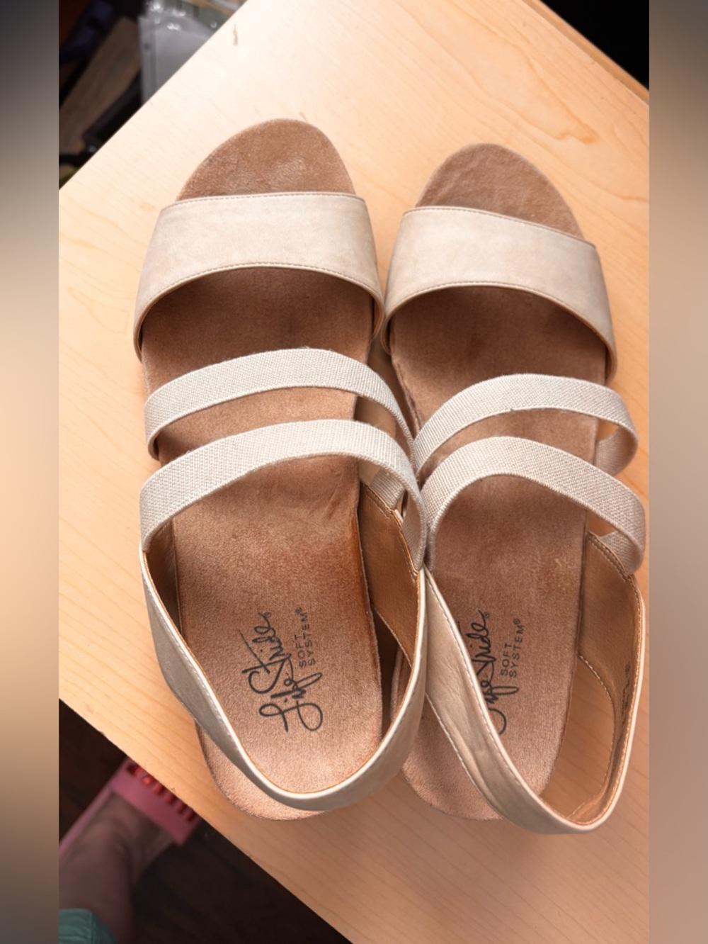 Life Stride Women's Taupe Strappy Slide Sandals 10-W